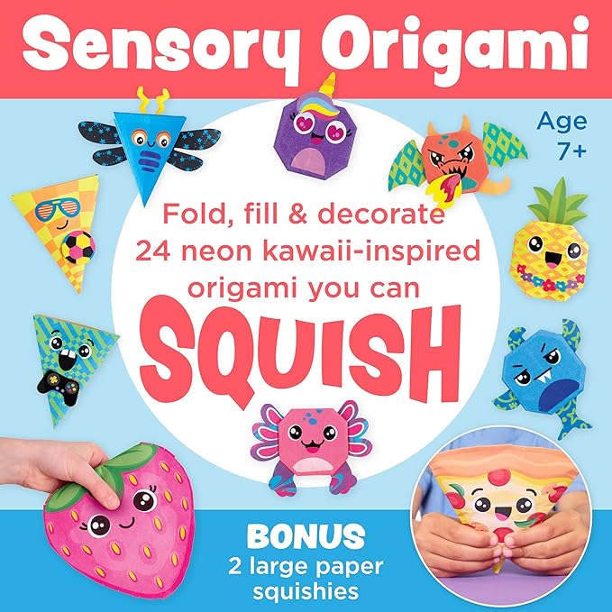 Creativity for Kids Origami Squishies Kit | Great Spring Crafts | Fold, Decorate & Squish 24 Bright Paper Creations | DIY Arts & Crafts for Kids to Build STEAM Skills & Creativity (Ages 7+)