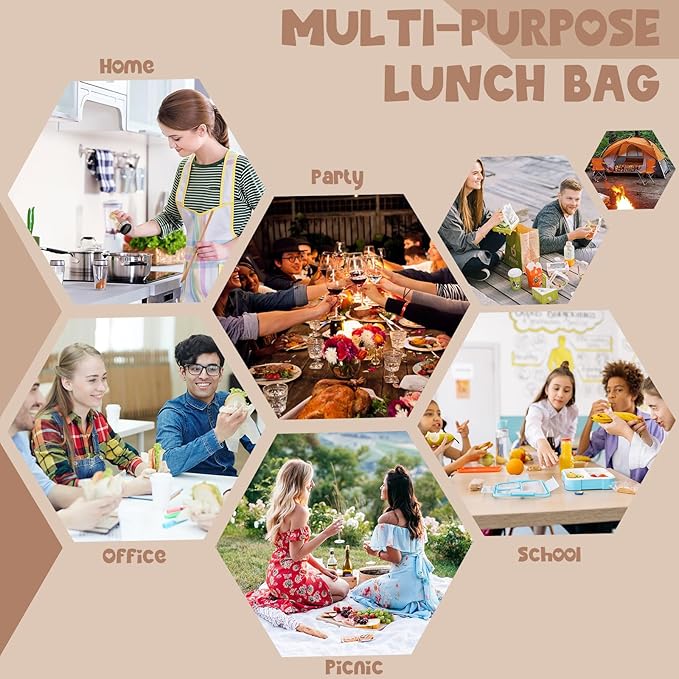 Kids Girls Lunch Bag Insulated Lunch Box for school Corduroy Lunch Cooler Organizer School Kids Lunch Tote (Corduroy checkered brown)