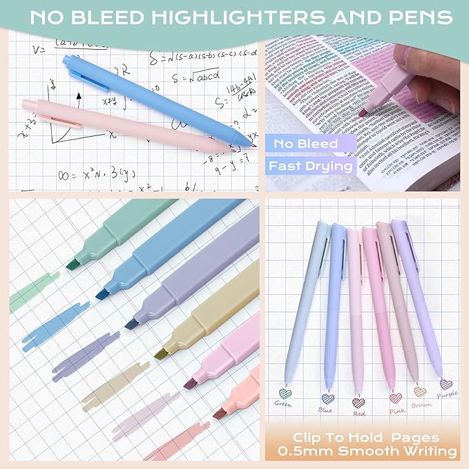 Bible Study Supplies Journaling Kit for Women, Bible Study Kit with 14 No Bleed Highlighters and Pens, 2 Transparent Sticky Notes, 2 Index Stickers, 75 Tabs for Christian Gifts
