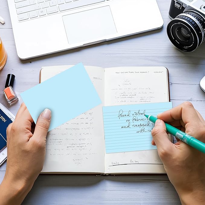 200 Count Index Cards 4x6 Inch, Colored Flash Card (40 Sheets Each), Note Taking for Students, Teachers, Professionals, Study Note Cards for Office Home School