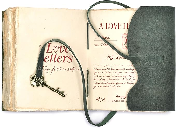 Leather Journal - Vintage Leather bound Journal For Women Men – Handmade Vintage Deckle Edge Paper – Vintage Key Closure - Book of Shadows -Leather Sketchbook - 10 inches X 7 inches