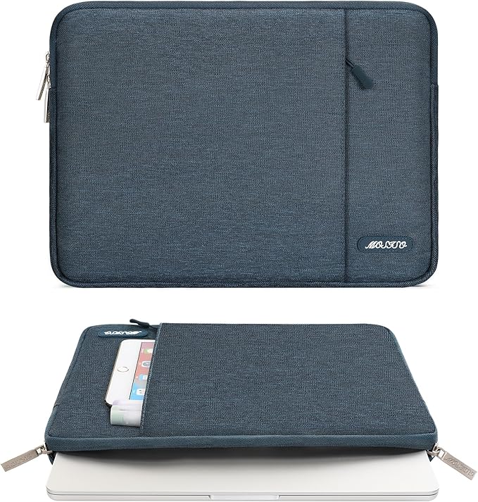 MOSISO Laptop Case 15 inch, 15 inch Laptop Sleeve Compatible with MacBook Air M5 A3448 M4 A3241 M3 A3114 M2 A2941 2026-2023, Dell XPS, Polyester Vertical Computer Sleeve Bag with Pocket, Haze Blue