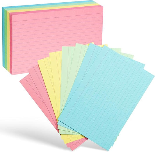 Mr. Pen- Lined Index Cards, 4"x6", 144 Cards, Assorted Colors, Bulk 4x6 Index Cards, Ruled for School, College, Office and Home Organization, Durable Study To Do List Note Cards with Ruled Lines