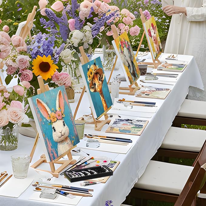Cholemy 36 Pcs Paint and Sip Kit for Adults 8''x10'' Pre Drawn Canvas for Painting DIY Afro Acrylic Painting Kit Wood Easel Brushes Date Night Bulk for Father's Day Party Gifts(Flower Animals)