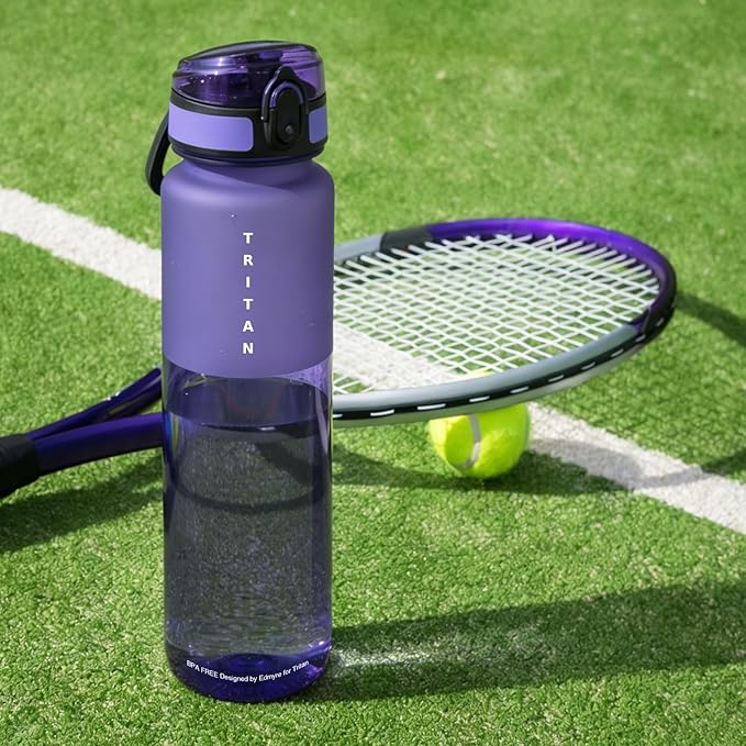 32oz Water Bottle with Chug Lid, Frosted & Clear Tritan BPA-Free, Leakproof, Wide Mouth, Portable Sports Water Bottle for Gym, Office, Travel, Outdoor (Purple)