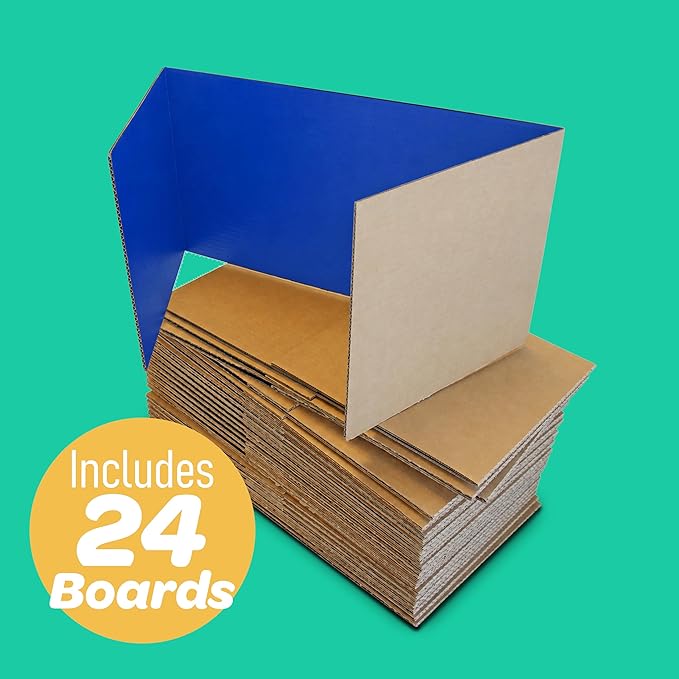 Flipside Products 18" x 48" Blue Project Boards, Pack of 24, Trifold, Presentation Board, DIY Projects, Small Display, Science Fair, Classroom, Clubs, 4H, Graduation