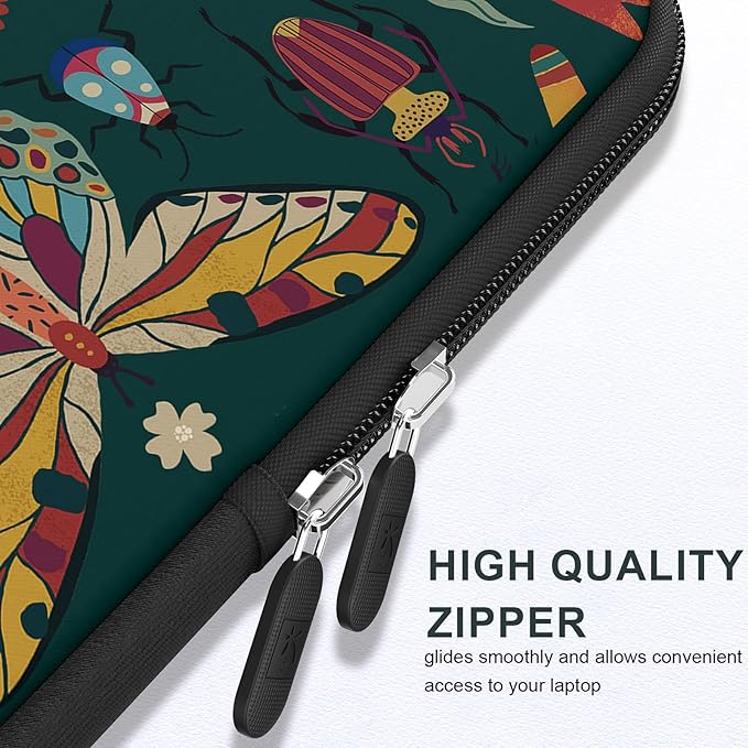 iCasso Laptop sleeve 13 inch for MacBook Air 13-13.6 inch,Retro Laptop case for Macbook Pro 13 inch, Slim Protective Travel Carrying Case for MacBook Pro 14 inch, Chromebook, HP, Dell, Green Butterfly