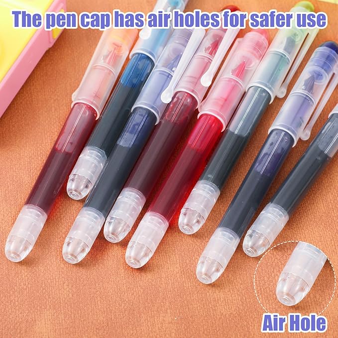 Clabby 12 Pieces Disposable Fountain Pens, Quick-Drying Ink Pen, Smooth-Writing Multicolor Art Supplies for Sketching, Journaling, Calligraphy and Doodling (Mixed Colors)