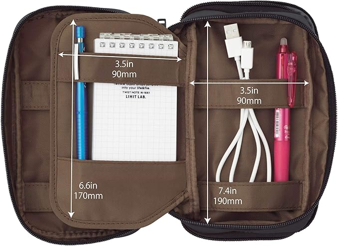LIHIT LAB Large Capacity Triple Zipper Pencil Case For School Office College, Big Capacity 8 Compartments Pencil Bag Holder Adults Teen Boys Girls, Travel Cosmetics Storage, Blue (A7556-108)