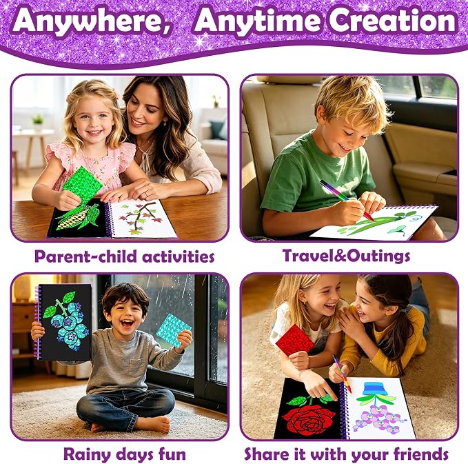 FUNNYB&G Mess-Free Foil Art Craft for Girls Ages 4-10, Kids Birthday Gift