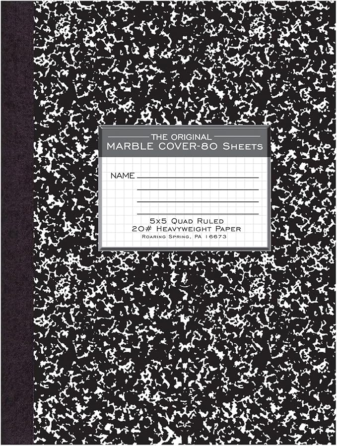 ROARING SPRING Signature Collection Composition Notebook, 24 Books, Hardcover, Grid Graph Rule, 20# Premium Paper, 80 Sheets/160 Pages, 10.25" x 7.88", Made in USA