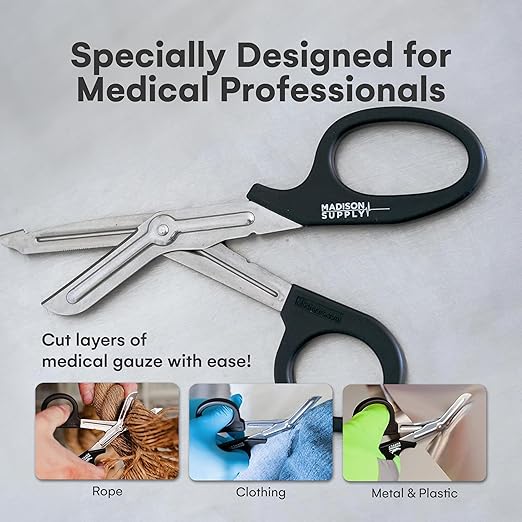 Madison Supply - Medical Scissors (BlackHandle/Stainless Blades)
