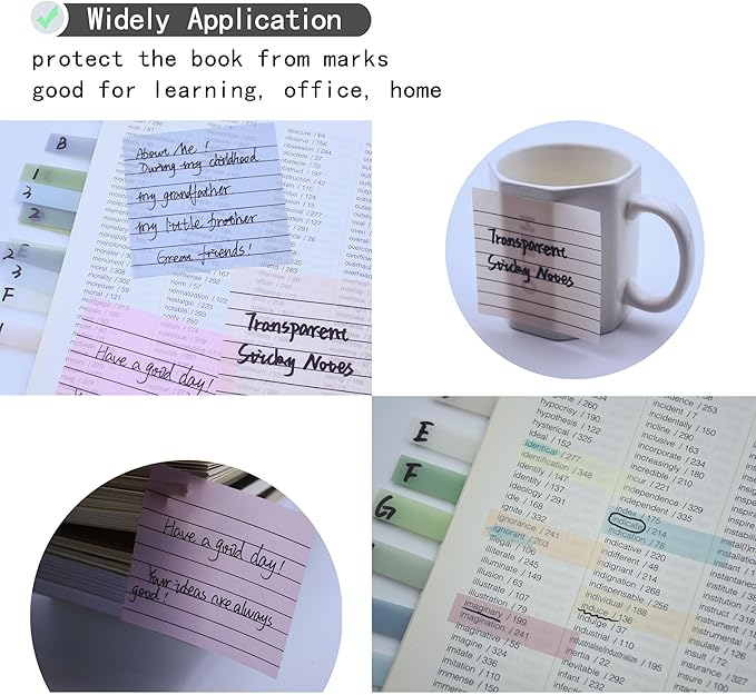 YOUDEFUL 800Pcs Transparent Sticky Notes, 3"x3" Clear Sticky Notes with Lined, Waterproof Translucent Sticky Note Pads for Books Annotation, Clear Post it Notes for Bible Study, School, Office
