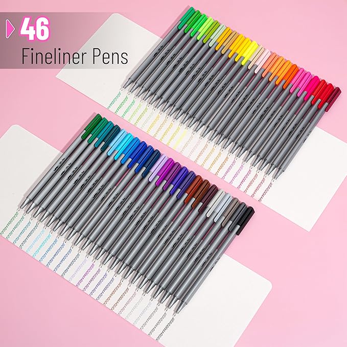 Mr. Pen- Colored Fineliner Pens, 46 Pack, 0.4mm Fine Point, Smooth Bible Journaling Pens Bulk for Detailed Drawing, Note-Taking, Coloring, Sketching, Planning & Art Projects, School Supplies