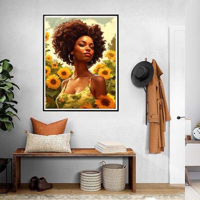 SKRYUIE Paint by Numbers Kit for Adults Beginner African Woman, Acrylic African American Oil Painting by Numbers Kits with PaintBrushes Paintwork Art Crafts Canvas for Home Decor 16x20 inch b