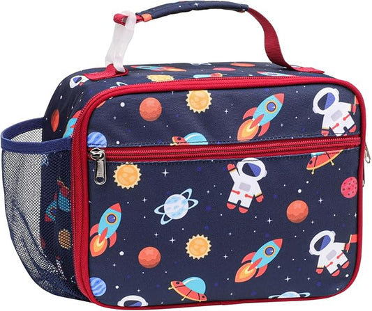 Bagseri Kids Lunch Bag Boys - Thermal Insulated Lunch Box Tote with Water Bottle Holder, Reusable Leak-Proof Kids Lunch Box for Daycare & School, Space Astronaut (Containers Not Included)