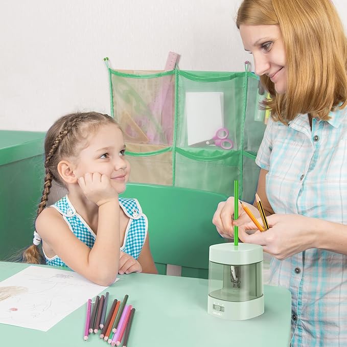 Deli Electric Pencil Sharpener, Automatic Pencil Sharpeners for No.2 Pencils Colored Pencils, USB & Battery Operated Pencil Sharpener for School, Home, Office, Classroom, Green