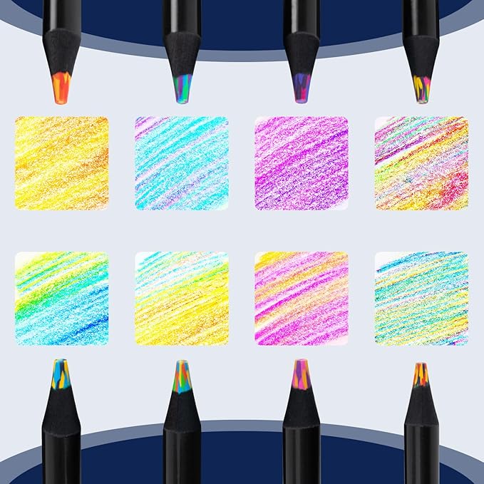 finenolo 16 Pieces Jumbo Rainbow Colored Pencils with Sharpener, Stocking Stuffers for Kids, Art Supplies for Drawing & Coloring, Birthday Party Favors, Classroom Pencils for Boys & Girls