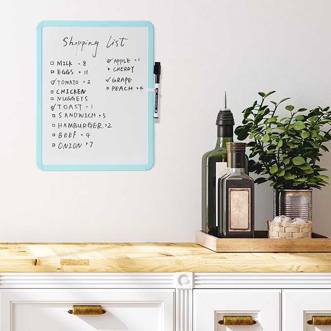 Mr. Pen- Dry Erase Board, 14” x 11” with a Black Dry Erase Marker, Mint Green Frame, Small Mini White Board for Students, Fridge, Wall, Locker, Includes Double Sided Tapes