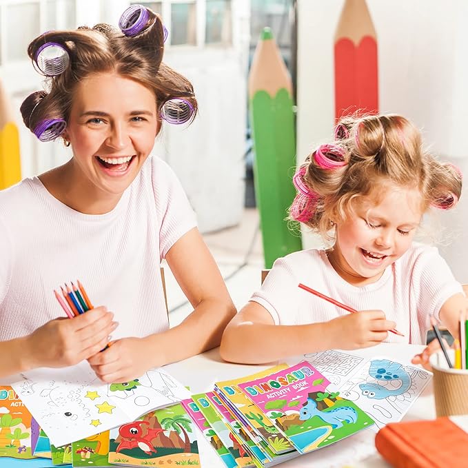 JAPBOR 24pcs Dinosaur Activity Coloring Books for Kids Party Favors, Mini Art Color Pages Drawing Booklet Supplies, Birthday Painting Games Theme Doodle Small Colouring Book Bulk Goodie Bag Filler