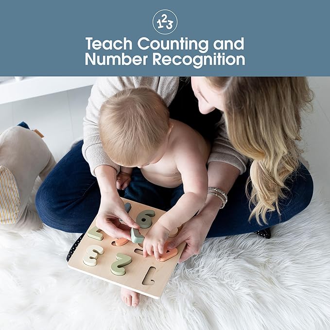 Pearhead Wooden Numbers Puzzle, 1–10 Counting Learning Toy for Toddlers, Montessori Educational Puzzle