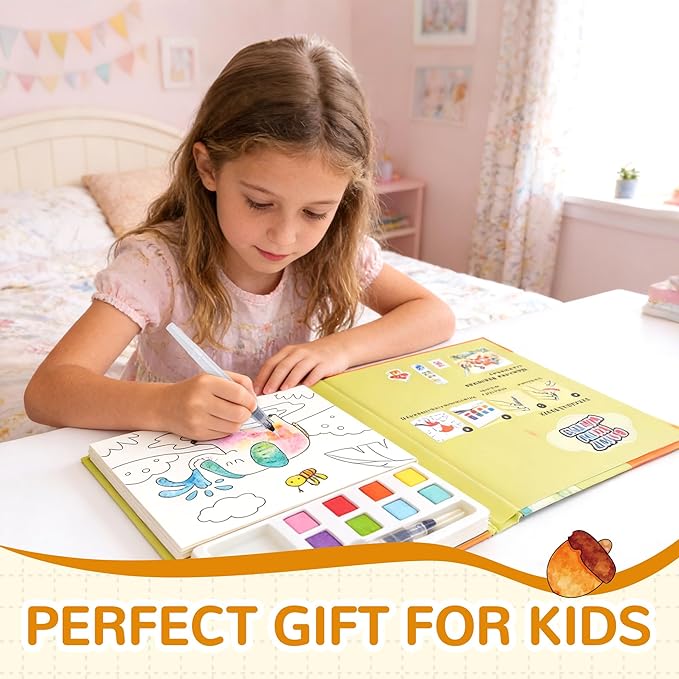 YPLUS Paint with Water Coloring Book for Toddlers, 4 Pack Mess Free Watercolor Painting Set, 26 Pages & 8 Color Palettes, DIY Art Craft Travel Toy Gift for Kids Ages 1-3 2-4 4-6(4 Themes)