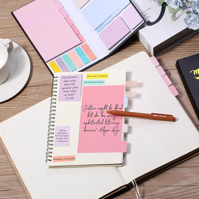 Mr. Pen- Sticky Notes Set, 410 Pack, Ruled, Dotted & Blank Notes with 150 Index Tabs, Divider Sticky Pads for Bible Study, Office, School, Planning, Journaling & Organization