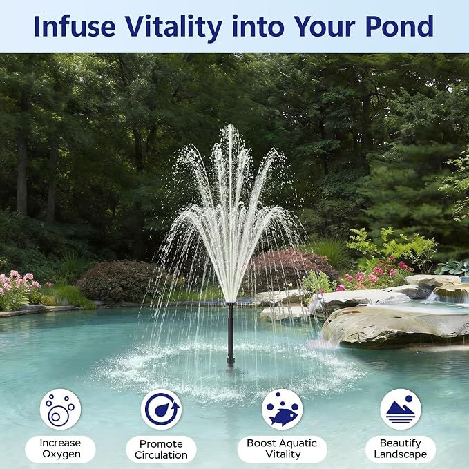 Pond Fountain Pump Kit, 880GPH Submersible Water Pump with Remote Control LED Lights, 3 Spray Patterns, Adjustable Flow, Quiet Operation, for Pond, Garden, Backyard Water Feature