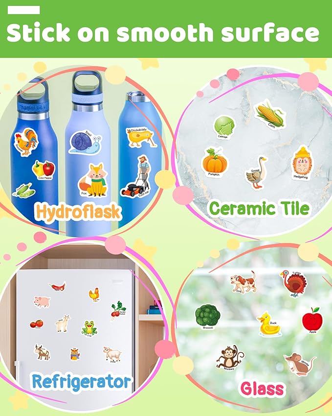 Benresive Reusable Sticker Book for Toddlers, Travel Stickers for Kids, Toddler Crafts Activities Toys, Birthday Gifts for Boys & Girls - Farm