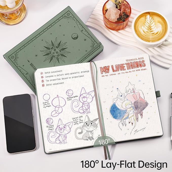 EMSHOI Dotted Journal Notebook, 192 Pages, A5 Size (5.7'' x 8.3'')