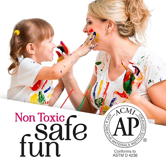 Positive Art Washable Paint for Kids, 12 Colors, 16 oz Bottles, Non-Toxic Tempera Paint Set for School and Classroom, Paraben-Free
