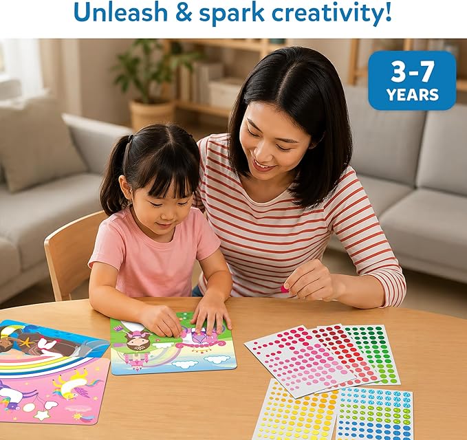 Skillmatics Dot It Sticker Art - Unicorns & Princesses, Mess-Free Fun for Kids, 500+ Stickers, Craft Kits, DIY Scrapbooking Activity, Travel Toys, Gifts for Girls & Boys Ages 3, 4, 5, 6, 7