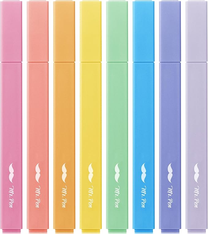 Mr. Pen- Aesthetic Highlighters No Bleed, 8 Pack, Assorted Colors, Chisel Tip, Cute Highlighters Assorted Colors for Journaling, Highlighting, Underlining, Fast Dry, Back to School Supplies