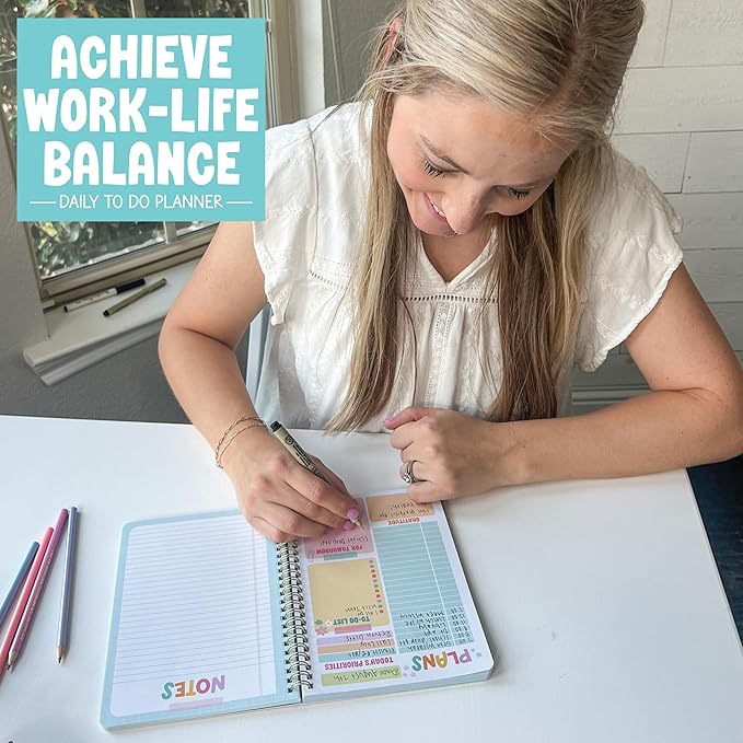 Hadley Designs Daily Planner Undated - Undated Daily Planner with Hourly Schedule, To Do List Notebook for Work, Day Planners for Kids & Adults, Teacher Supplies, Teacher Graduation Gifts