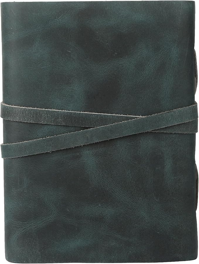 Leather Journal with Deckle Edge Paper 8x6 inch and Vintage Key | Handmade Writing Notebook Diary | Bound Daily Notepad for Men & Women Medium, Sketch/Writing pad for Artists