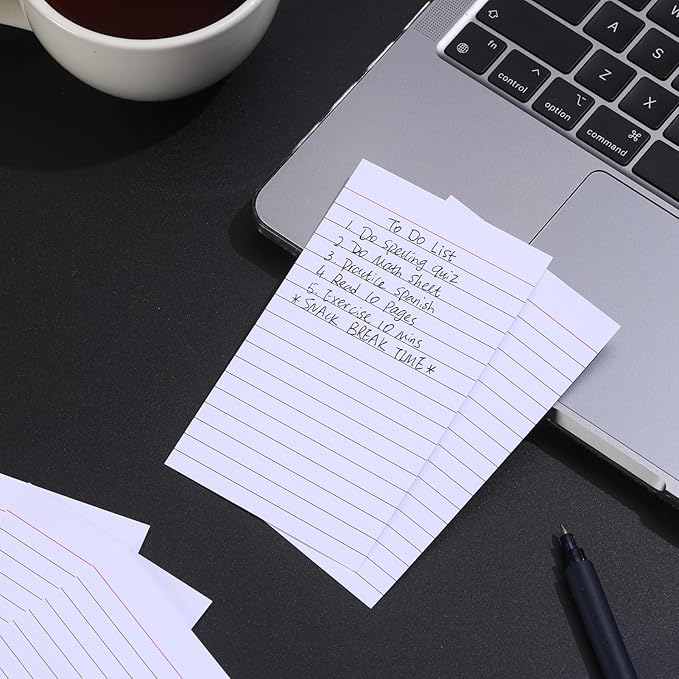 300 Count Vertical Ruled Index Cards 3 X 5 Flash Card Double Sided Lined Notecards Heavy Weight Ruled Checklist Thick Recipe Cards for Studying, School, Home and Office,White