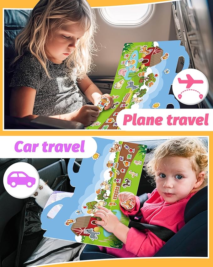 Walenced Reusable Sticker Book for Toddlers, Travel Stickers for Kids, Toddler Craft Activities Toys, Birthday Gifts for Boys & Girls
