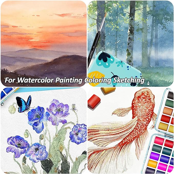 Caliart Watercolor Paint Set, 100 Colors Portable Water Color Palette Kit with Detail Paint Brush, Art Supplies Watercolor Painting Kit Coloring Gifts for Adults Beginners Professional Artists