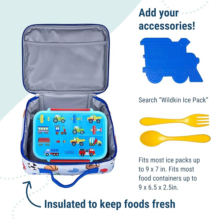 Wildkin Kids Insulated Lunch Box, Keeps Food Hot or Cold, BPA-Free with Mesh Pockets & Easy-Clean Lining – Ideal for School, Travel & Daycare – Game On