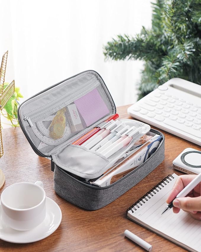 YOKUMA Pencil Case,Large Capacity Pencil Pouch,Aesthetic Zipper Pencil Box, Back to School Supplies for College Student Teen Adults,Travel Essentials,Electronic Cable Organize