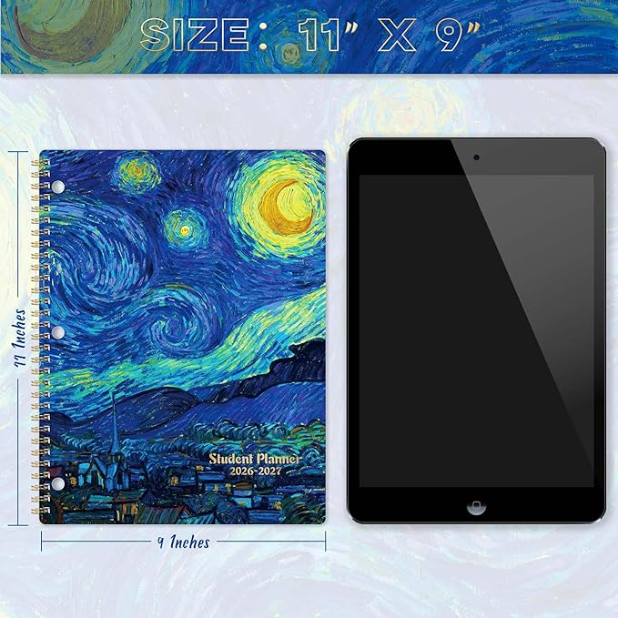 Student Planner 2026-2027 - July 2026 - June 2027 School Planner, 9" x 11", Weekly LessonPlanner, Twin- Wire Binding, Stickers, Perfect Organizer