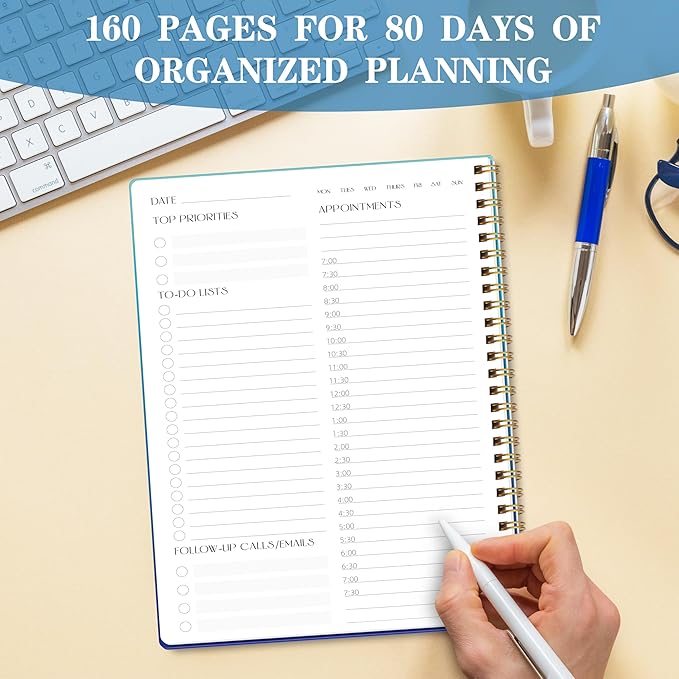 Cute Daily Planner Undated & To Do List Notebook for Work: With Hourly Schedule, 80 days Day on a Page Planner for Life Tasks - Day & Hour Agenda, Organizer Journal For Women or Men Purple