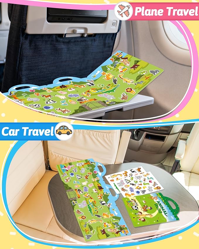 Benresive Reusable Sticker Book for Toddlers & Stickers for Kids, Toddler Travel Toys, Craft Activities, Boys & Girls Birthday Gifts