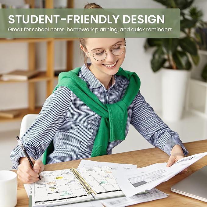 Planner 2026-2027, 6.3" x 8.5" Weekly and Monthly Academic Year Planner Calendar, July 2026 - June 2027, Hardcover Large School Planning Agenda With Tabs, Perfect for School & Office Supplies, A5, Green
