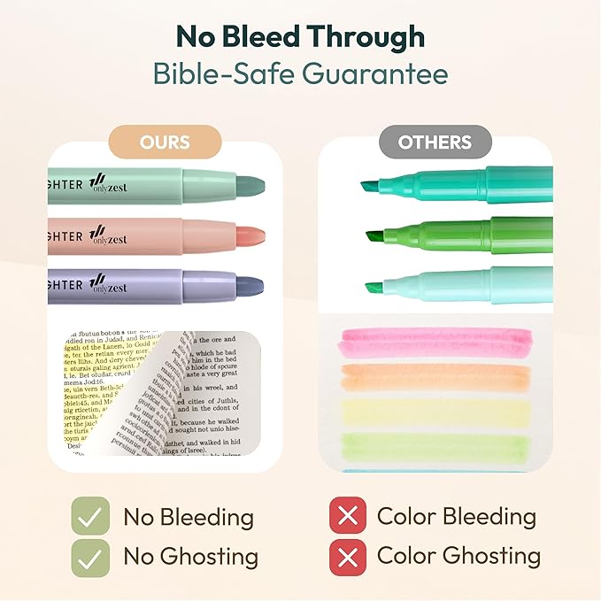10 Pack Bible Safe Highlighters - Dusty Color, Wax Highlighters No Bleed, Scripture Markers for Journaling, Study Accessories and School Supplies