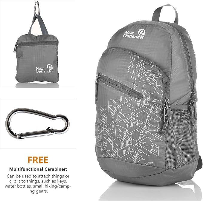 Outlander Packable Handy Lightweight Travel Hiking Backpack Daypack, Grey