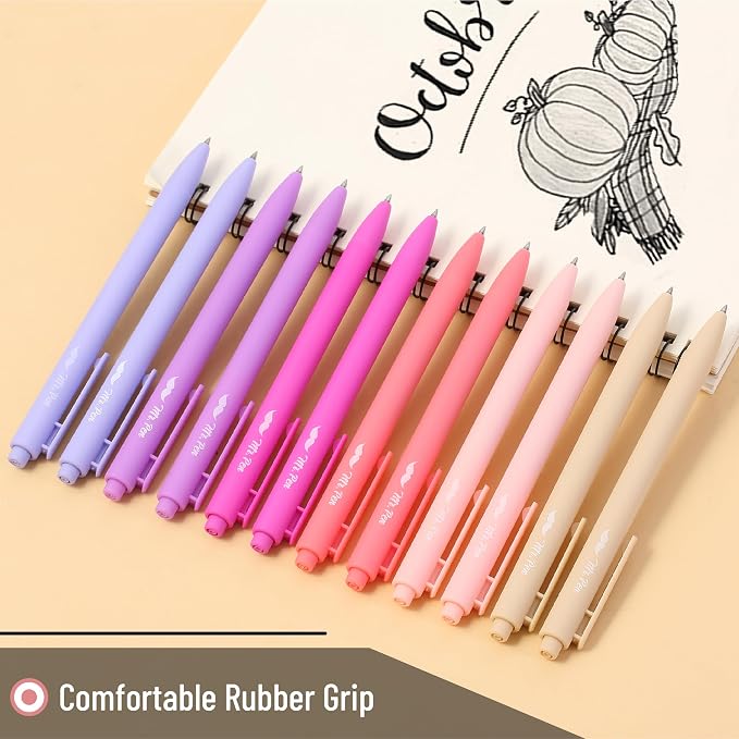 Mr. Pen- Retractable Gel Pens, 12 Pack, Black Ink | Blushing Bloom Color Barrel, Fine Point 0.5mm, Fast Dry, Smooth Writing, Cute Pens for Drawing