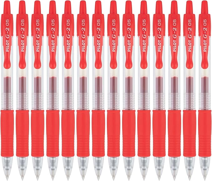 PILOT G2 Premium Refillable and Retractable Rolling Ball Gel Pens, Extra Fine Point, Red Ink, 12-Pack (31004)