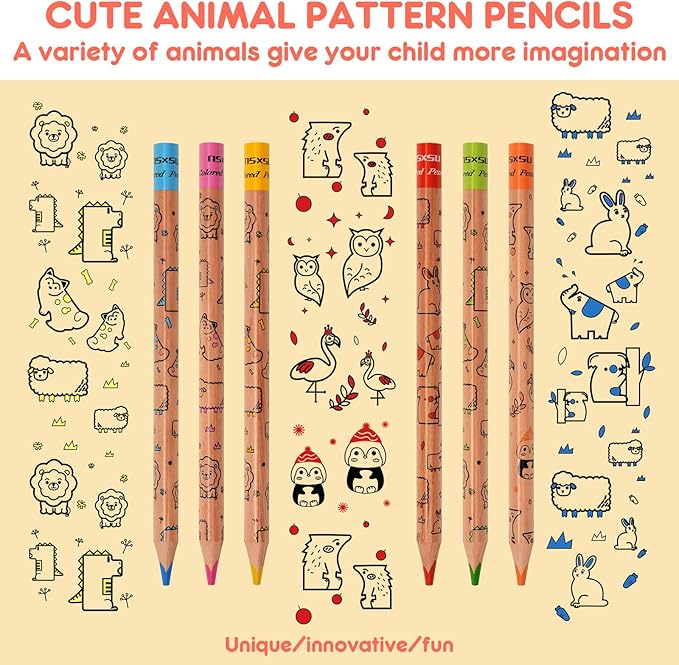 nsxsu 12 Jumbo Colored Pencils for Kids, Triangle Thick Coloring Pencils, Fat Color Pencil Set for 3-12 Preschool Toddlers Art Supplies, Easy Grip Birthday Party Favor Drawing Supplies
