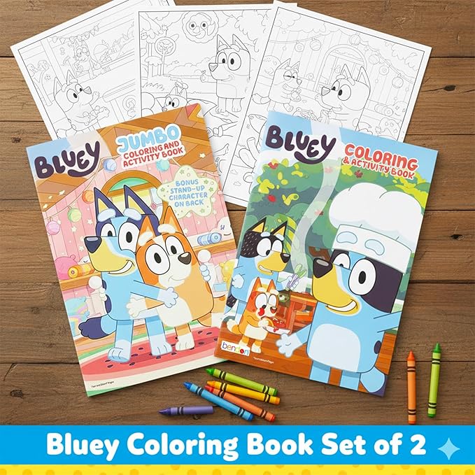 Bluey Coloring Books for Kids Ages 4-8 - Bundle with Cartoon Coloring Pages, Activities, Games Plus Stickers, More | Bluey Activity Book Set for Girls, Boys, Kids